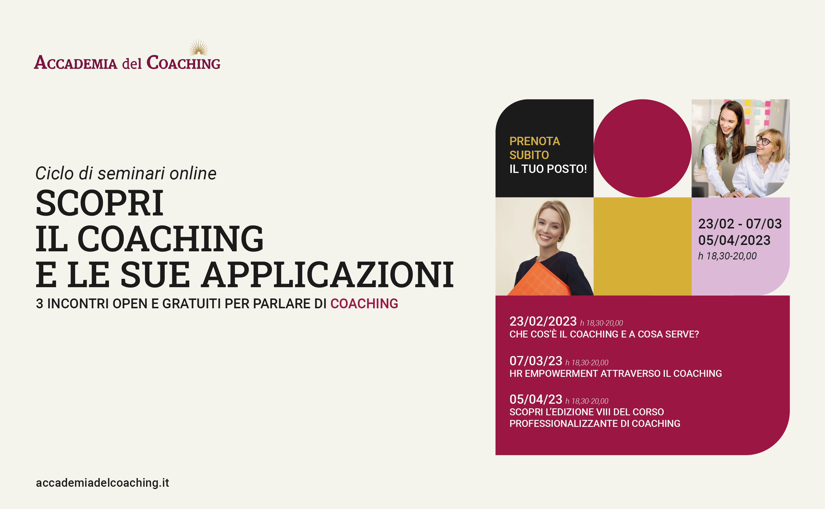 CICLO DI EVENTI: Scopri il Coaching e le sue applicazioni
